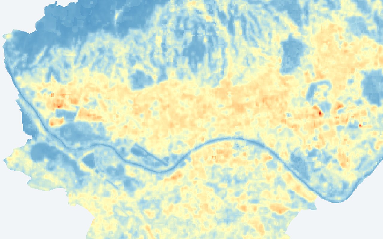 Summer land-surface temperature across Zagreb